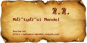 Mátyási Mendel névjegykártya